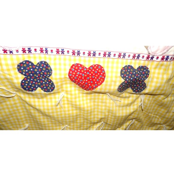 Gingham Goose 1970s Baby Quilt Blanket Handmade Teddy Bear RARE HTF Vintage Crib - Picture 4 of 10